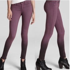 Rag & Bone The Legging Skinny Jeans Eggplant Ombre Purple Black Size 24